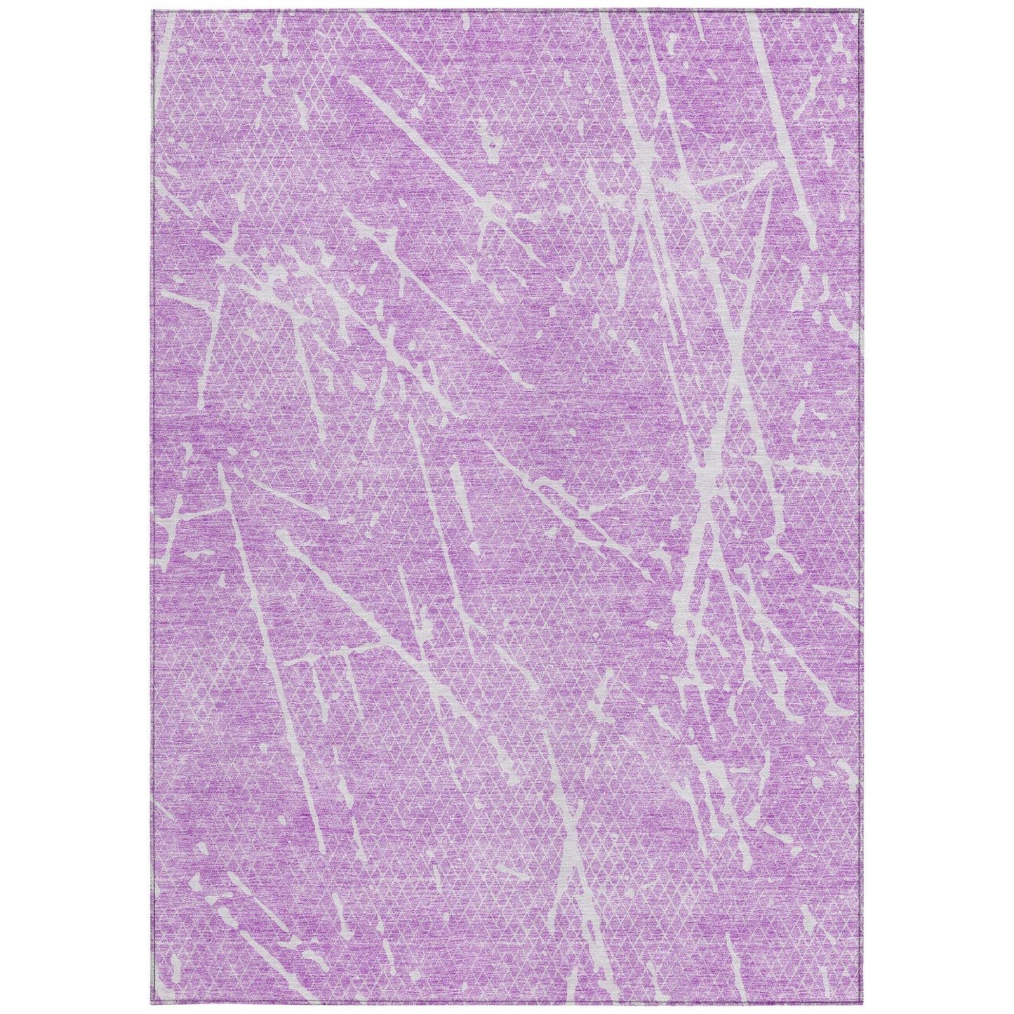 9' X 12' Lilac And Ivory Abstract Washable Indoor Outdoor Area Rug