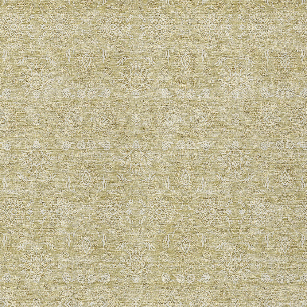 9' X 12' Beige Tan And Ivory Floral Washable Indoor Outdoor Area Rug