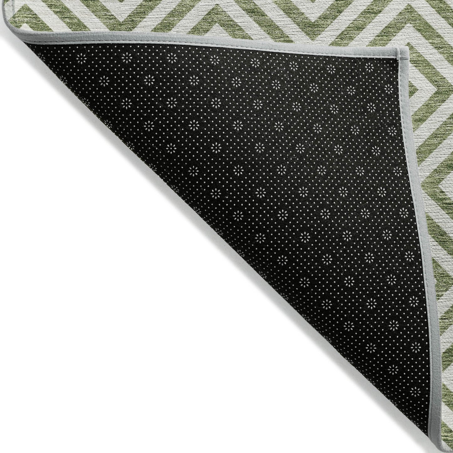 10' X 14' Green And Beige Geometric Washable Indoor Outdoor Area Rug