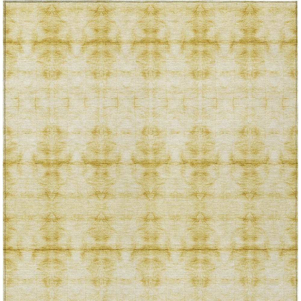 8' X 10' Wheat And Gold Geometric Washable Indoor Outdoor Area Rug