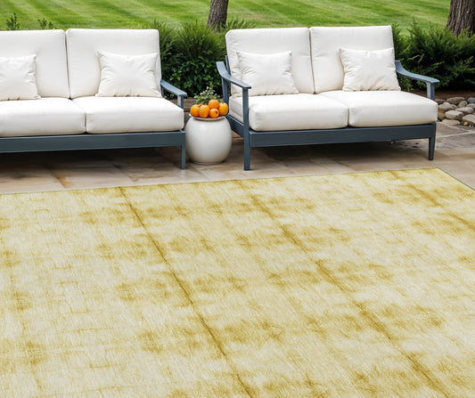 8' X 10' Wheat And Gold Geometric Washable Indoor Outdoor Area Rug